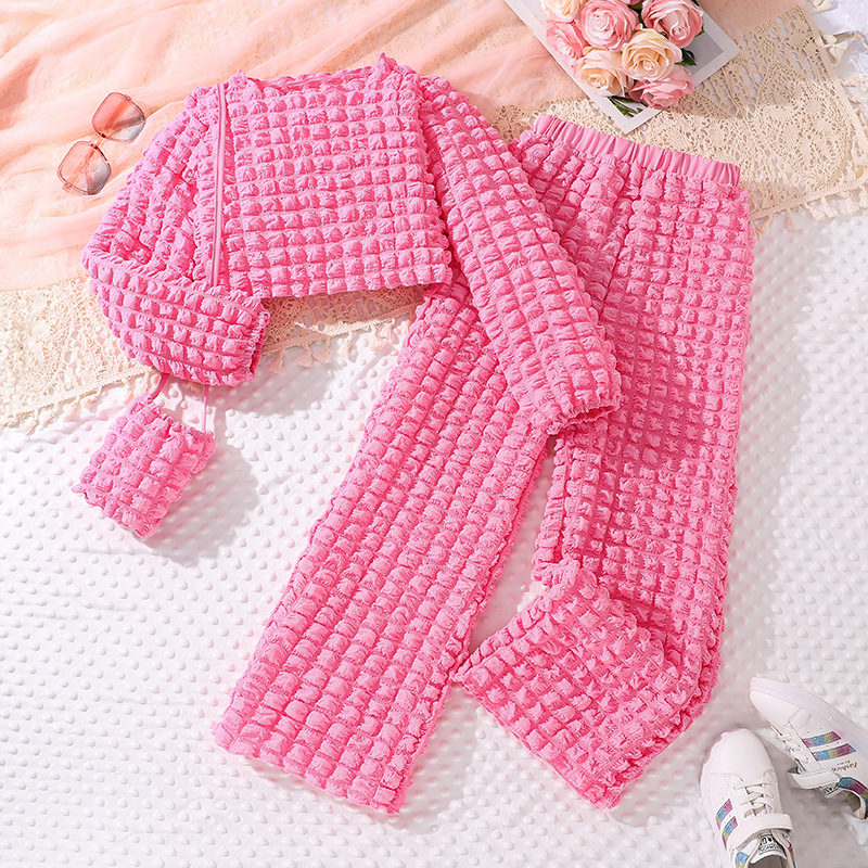 Conjunto de calças e camisola de manga comprida bubble menina_voghion.com