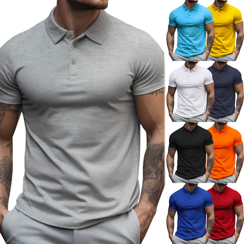 Camiseta de manga corta con cuello para hombre, estilo veraniego nuevo de Temu2026, talla grande holgada, color liso, tipo polo.