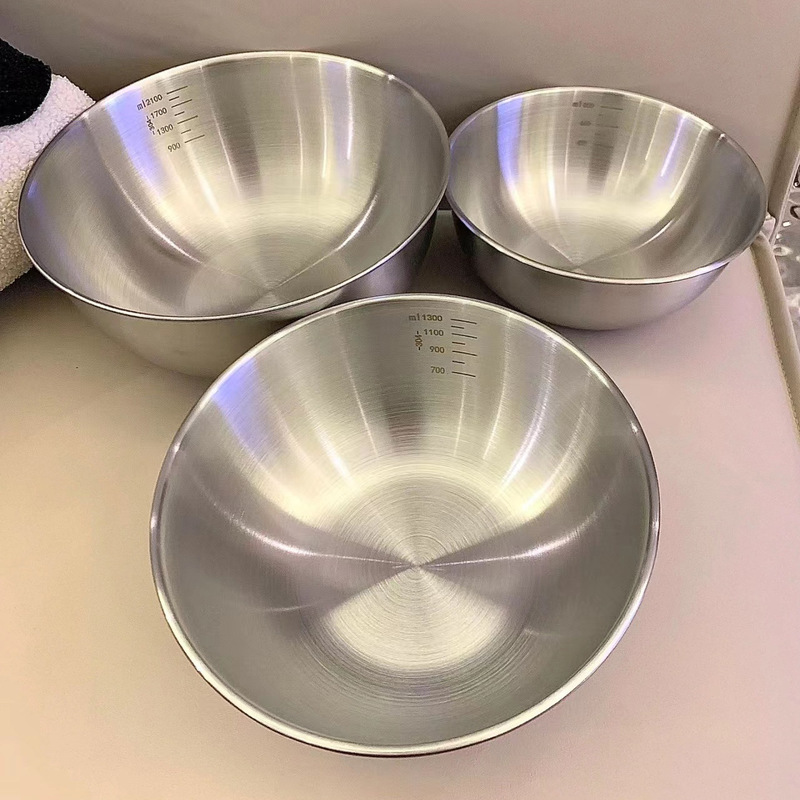 Thickened stainless steel salad bowl ramen bowl cooking basin Korean-style scale salad bowl egg and basin multi-purpose basin Thickened stainless steel salad bowl ramen bowl cooking basin Korean-style scale salad bowl egg and basin multi-purpose basin
