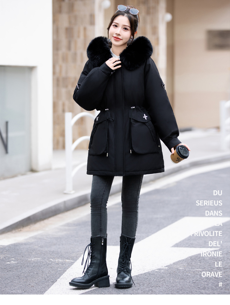 Abbigliamento da donna cappotto parka di grandi dimensioni cappotto in cotone con collo largo da donna stile coreano più vita in velluto cappotto caldo in cotone tendenza da donna_voghion.com