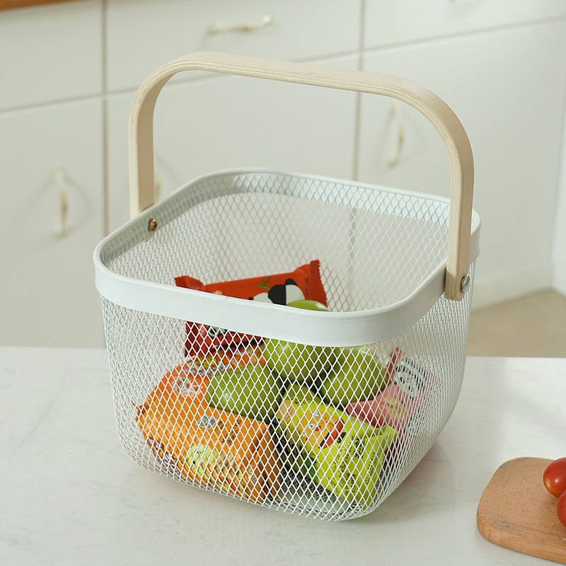 Scandinavian Ruisha Tow Iron Souvenir Storage Basket Fruit Basket Wooden Handle Satchel Storage Frame Kitchen Cut Out Drain Basket Scandinavian Ruisha Tow Iron Souvenir Storage Basket Fruit Basket Wooden Handle Satchel Storage Frame Kitchen Cut Out Drain Basket