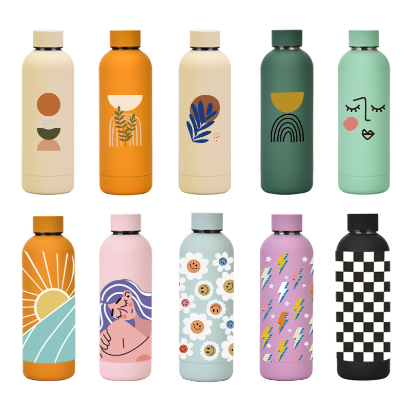 330g Weight Thermos Cup Kitchen and drinking utensils 1 Piece Quantity Stainless Steel Material Cartoon Pattern Fashion Style Fashion Cartoon Stainless Steel Thermos Cup Water Bottles 1 Piece 无