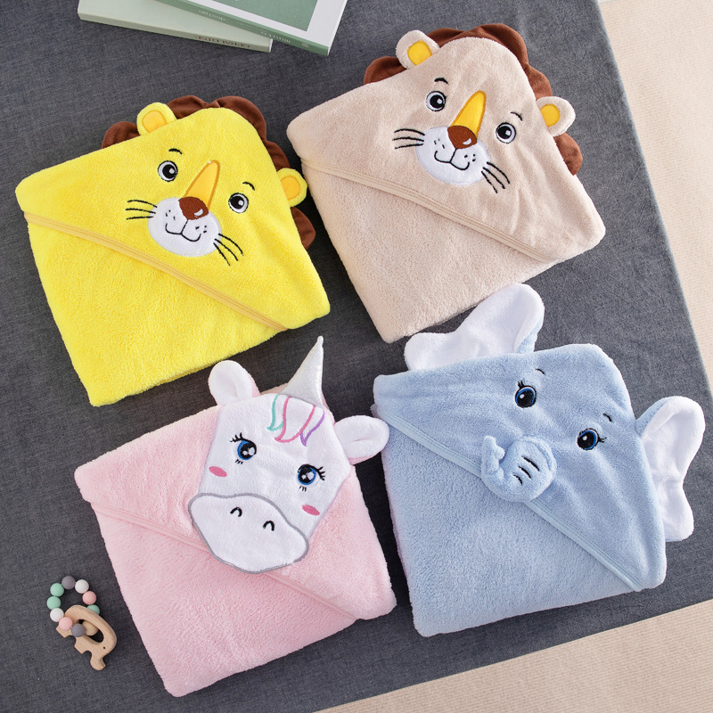 Infant Blanket, Baby Towel Cape, Newborn Baby Cover Blanket, Cartoon Towel Blanket, Soft Coral Fleece Blanket