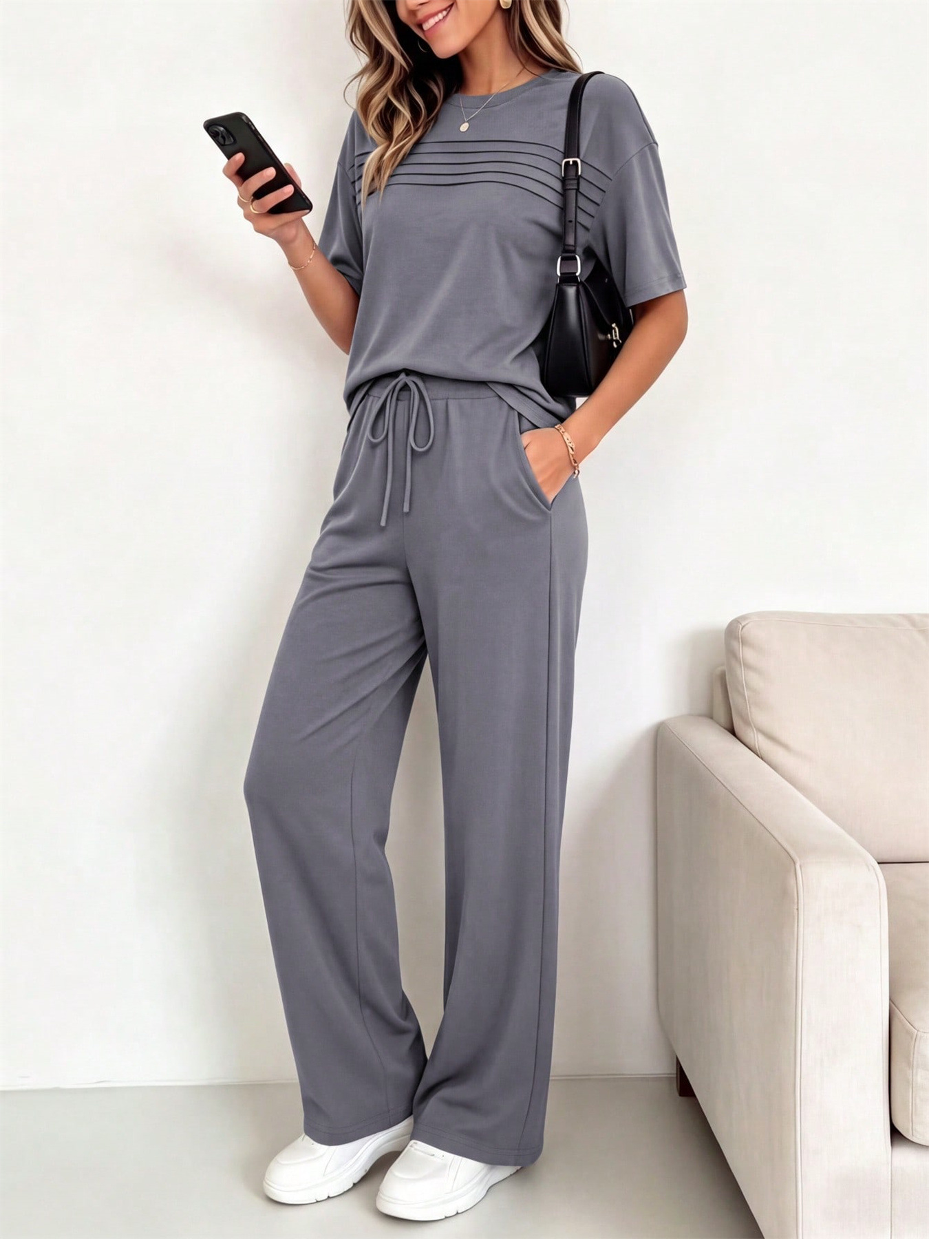 Women's Clothing Women's Spring/Summer Short-Sleeved Two Piece Set Fashion Trendy Casual Goods For Formal & Casual For Women_ecoleips.com
