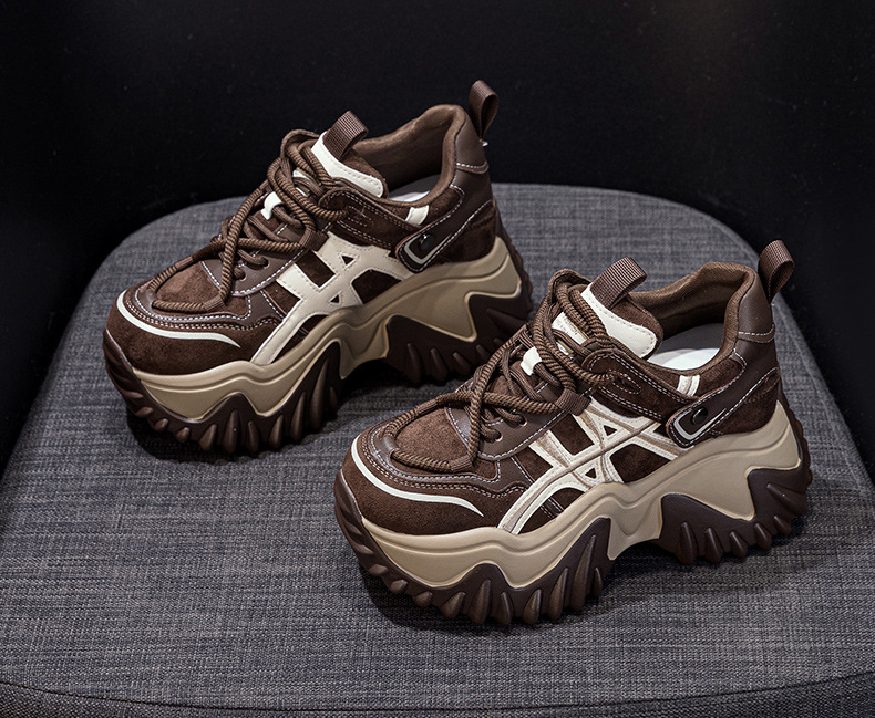 Giày sneaker nữ đế dày tăng chiều cao phong cách Hàn Quốc mùa thu đông 2026 — 5006-1 lót lông nâu, 5006-1 lót lông đen, 5006 một lớp màu kem, 5006 một lớp nâu chi tiết 14