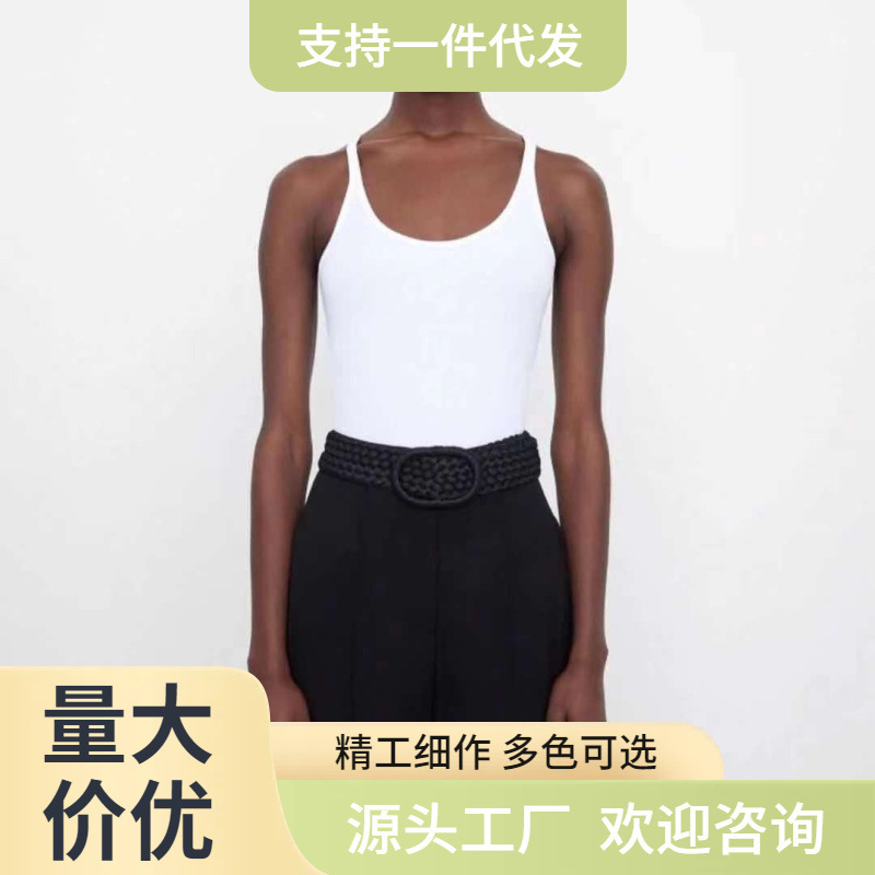 Nordic Tot Ribbed Tank Top for Women, Slim Fit, Stretchy Knit, Solid Color, Suitable for Outerwear and Commuting Style