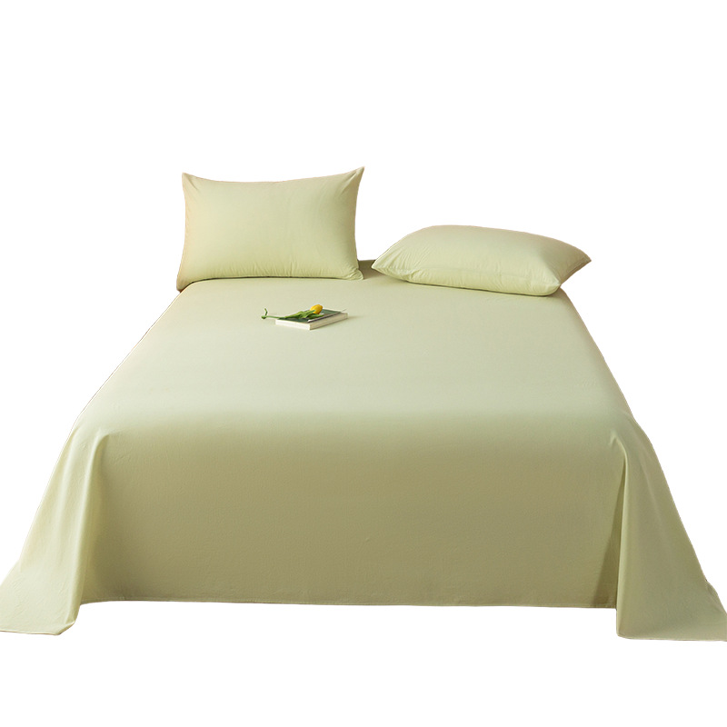 Sábanas de verano de seda de una sola pieza de color sólido dormitorio doble individual seda de hielo para dormir desnudo, funda de almohada de seda simple, juego de tres piezas