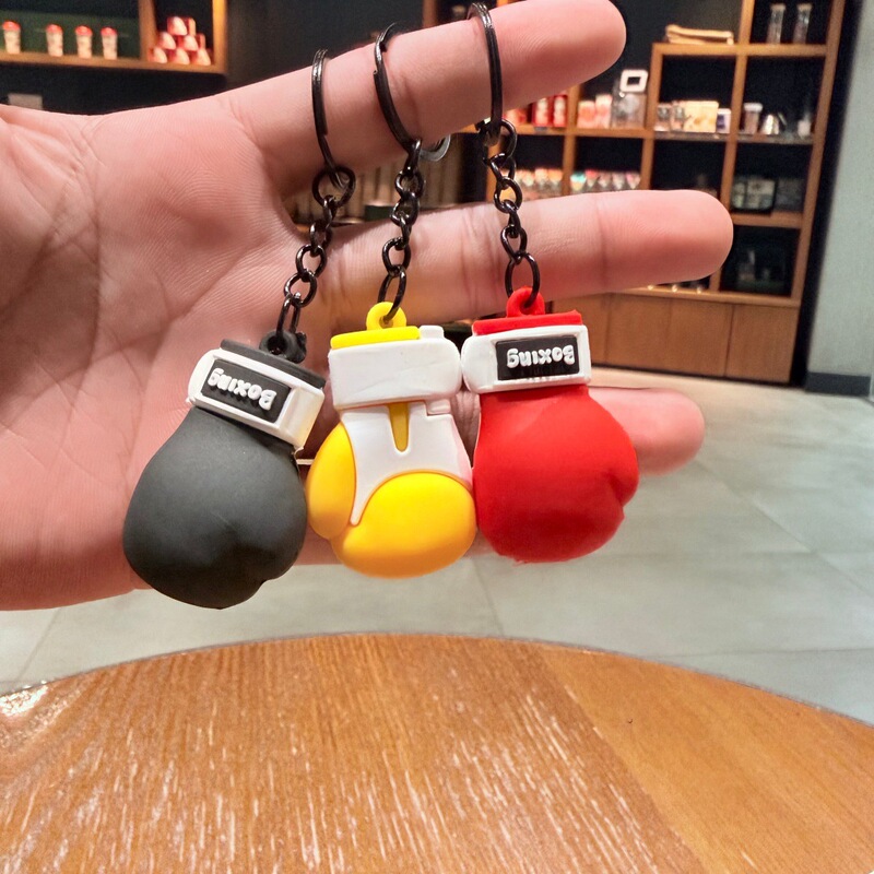 Simulated Boxing Glove Keychain, Rubber Fighting Pendant, Red Sanda Fan Accessory, Small Accessory, Essential Boxing Glove Accessory
