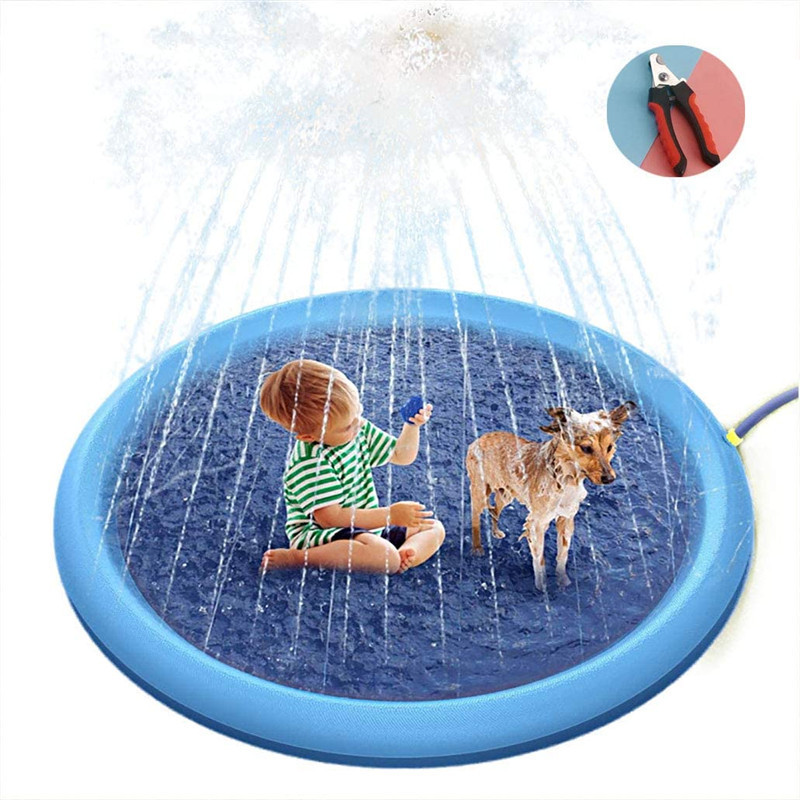Nuevo tapete de chorro de agua de PVC transfronterizo, baño portátil para mascotas engrosado, piscina de entretenimiento acuático para niños al aire libre de verano