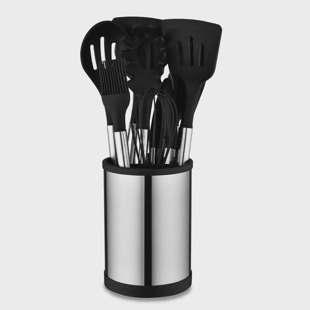 Comercio exterior venta caliente set de cocina de silicona 12 piezas set de silicona antiadherente set de barril de almacenamiento giratorio