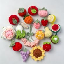 成品手工挂件柿子花生苹果草莓桃子梨钥匙扣毛线向日葵针织品批发