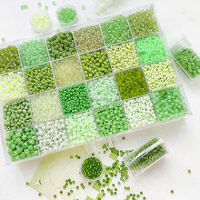 绿色系列马卡龙色小清新玻璃琉璃米珠散珠diy串珠配件材料饰品