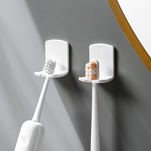 Minimalist Toothbrush Holder, No-Drill Electric Toothbrush Stand, Wall-Mounted Bathroom Toothbrush Organizer, Plastic, Ultra-Simple