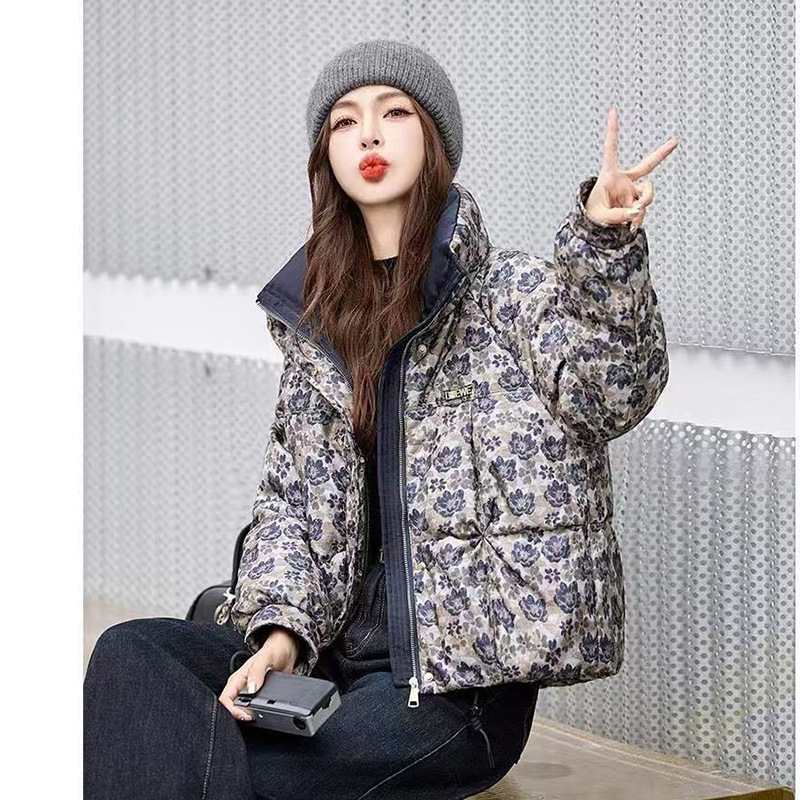 羽绒棉服女印花加厚短款2025年冬季大码宽松气质减龄棉衣棉袄外套|undefined