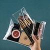 Fashionable transparent handheld cosmetic bag PVC for traveling, lipstick, cream, brush, organizer bag