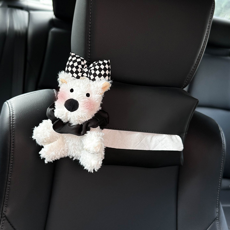 West Highland Car Tissue Box Trash Can Two-In-One Car Front and Rear Seat Back Hanging Paper Bag Female Cute