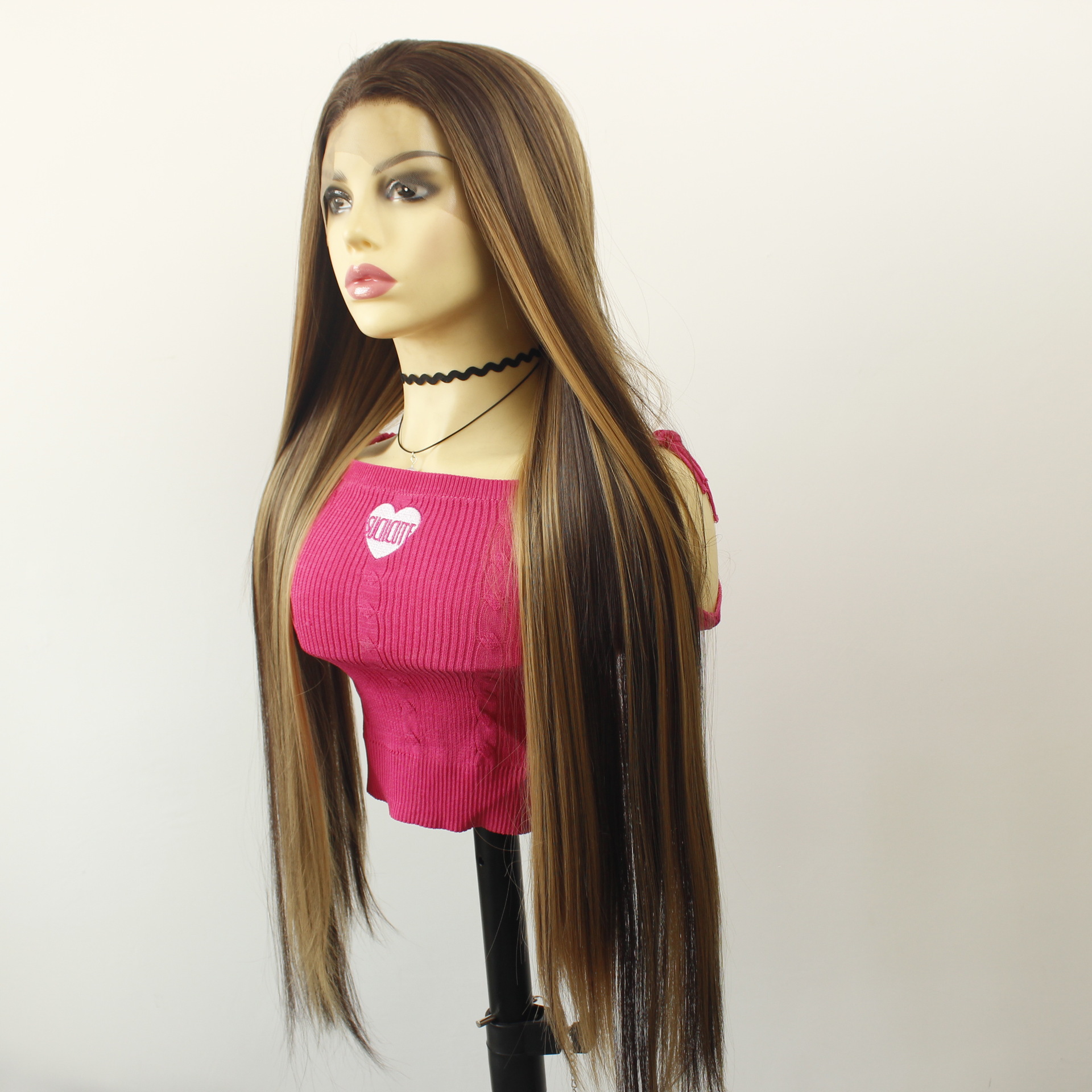 Piano de color lace wig Piano de color frente encaje simulación top completo pelo recto peluca