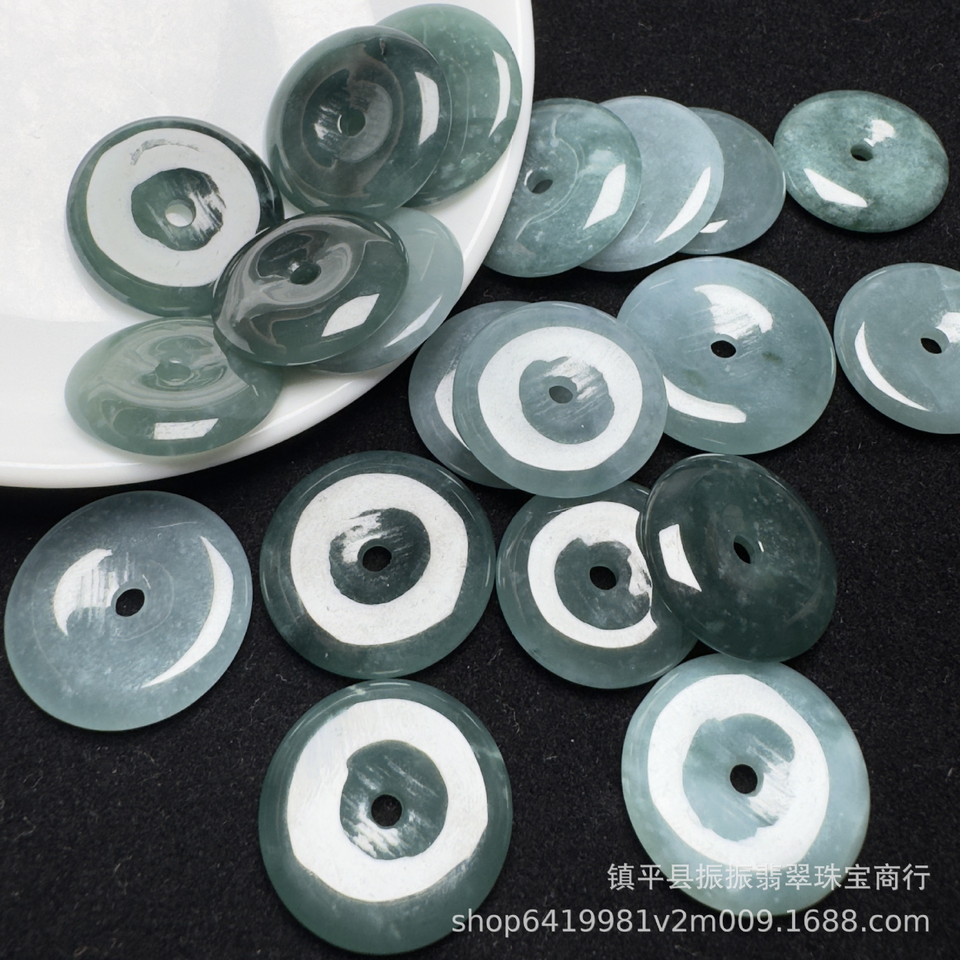 天然缅甸翡翠A货20mm平安扣玉石吊坠 玉石饰品吊坠耳坠玉坠批发