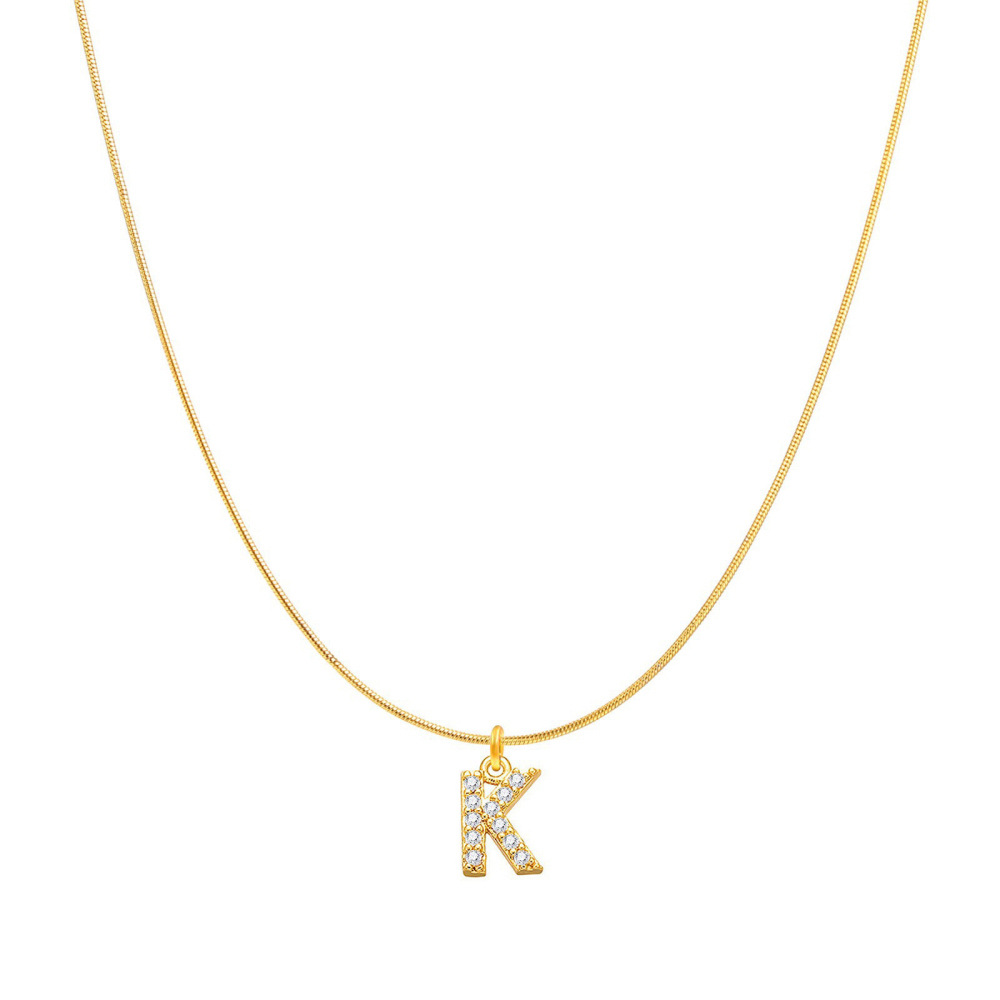 Letter Pattern Women's Gender Simple Style Letter Copper Zircon Pendant Necklace In Bulk