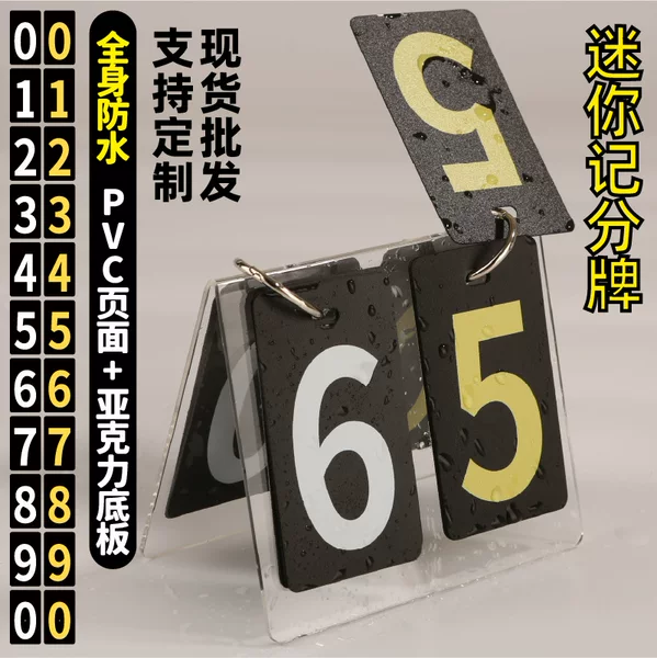 Premium acrylic mini scoreboard, custom poker flip-over number display, price tag, and durable plastic page