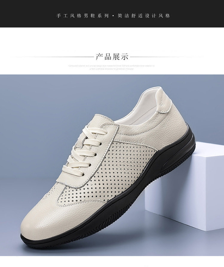 Giày da lỗ nam da bò lớp đầu, đế mềm chống trượt, thoáng khí, kiểu sneaker thể thao — Giày bệt GX màu trắng kem 88332, Giày bệt GX màu đen 88332 chi tiết 20