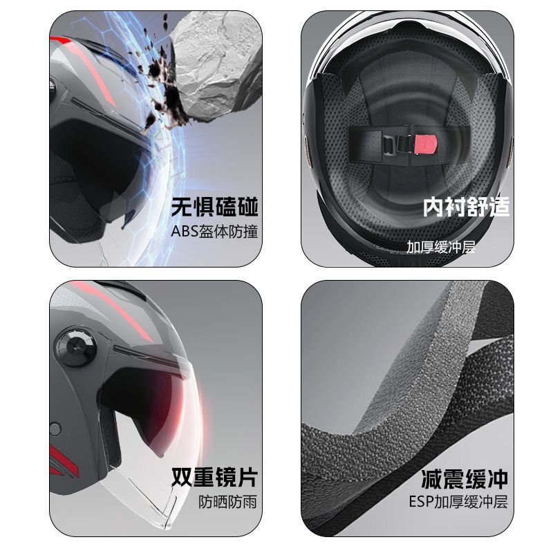 Rainproof motorcycle helmet for rainy days, men's 2026 new model, national standard 3c electric vehicle half helmet, women's all-season autumn helmet