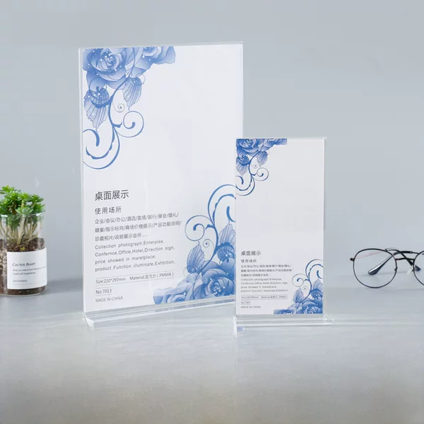Double-Sided Transparent Acrylic Table Card Custom Conference Room Table Sign Product Information Display Card Desktop Stand Display Rack