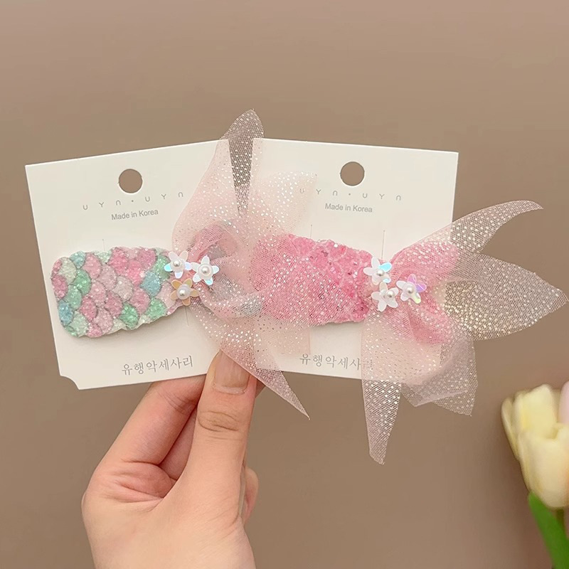 Clips de cabello de cola de sirena brillante para niños frente lateral frangeo clips de cabello rotos clips de cabello de princesa de niña