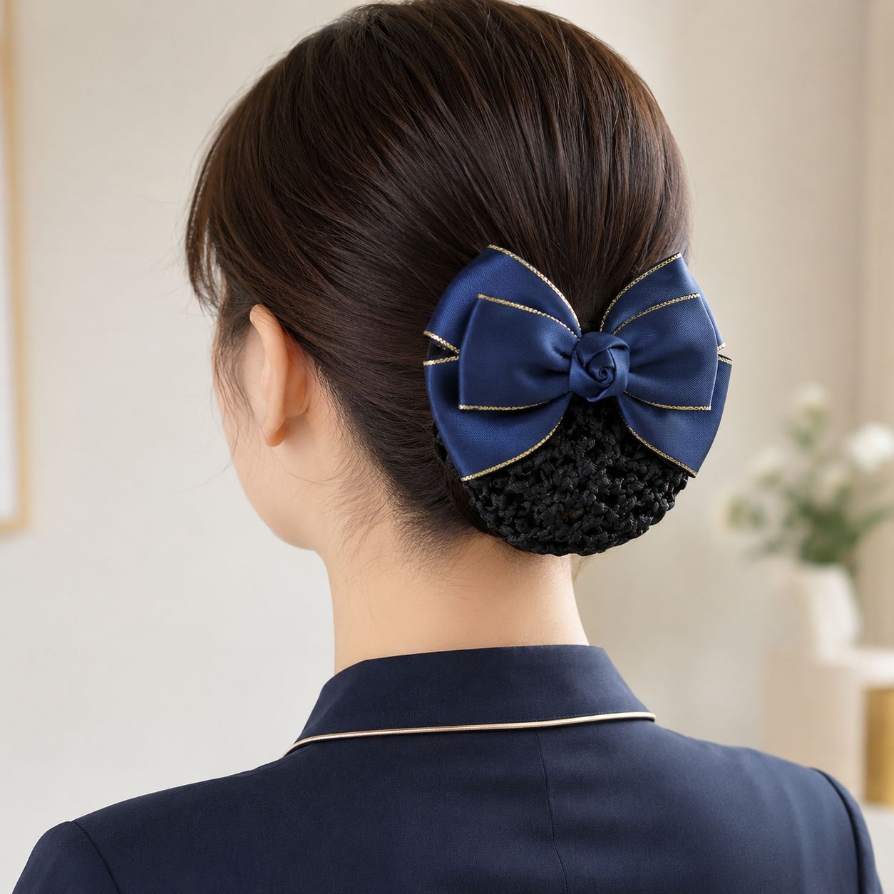 Flight Attendant Blue Korean Style Hair Clips for Mobile Bank, Hospital, Nurse, Hotel, Telecom Professionals, Wholesale