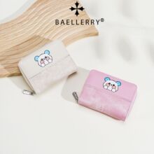 新款女士钱包ins风学生可爱卡通短款钱包时尚牛仔拼皮拉链钱夹女