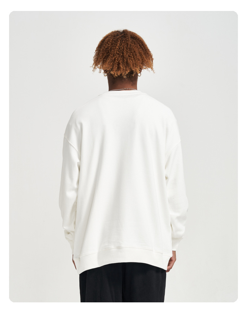 Solid Colour Crew Neck Sweatshirt For Men In Premium Cotton_voghion.com