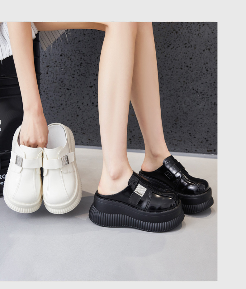 Dikke zolen sandalen dames in de zomer van 2024, nieuwe stijl met sponscake dragen buiten halve teen voor het vergroten_voghion.com