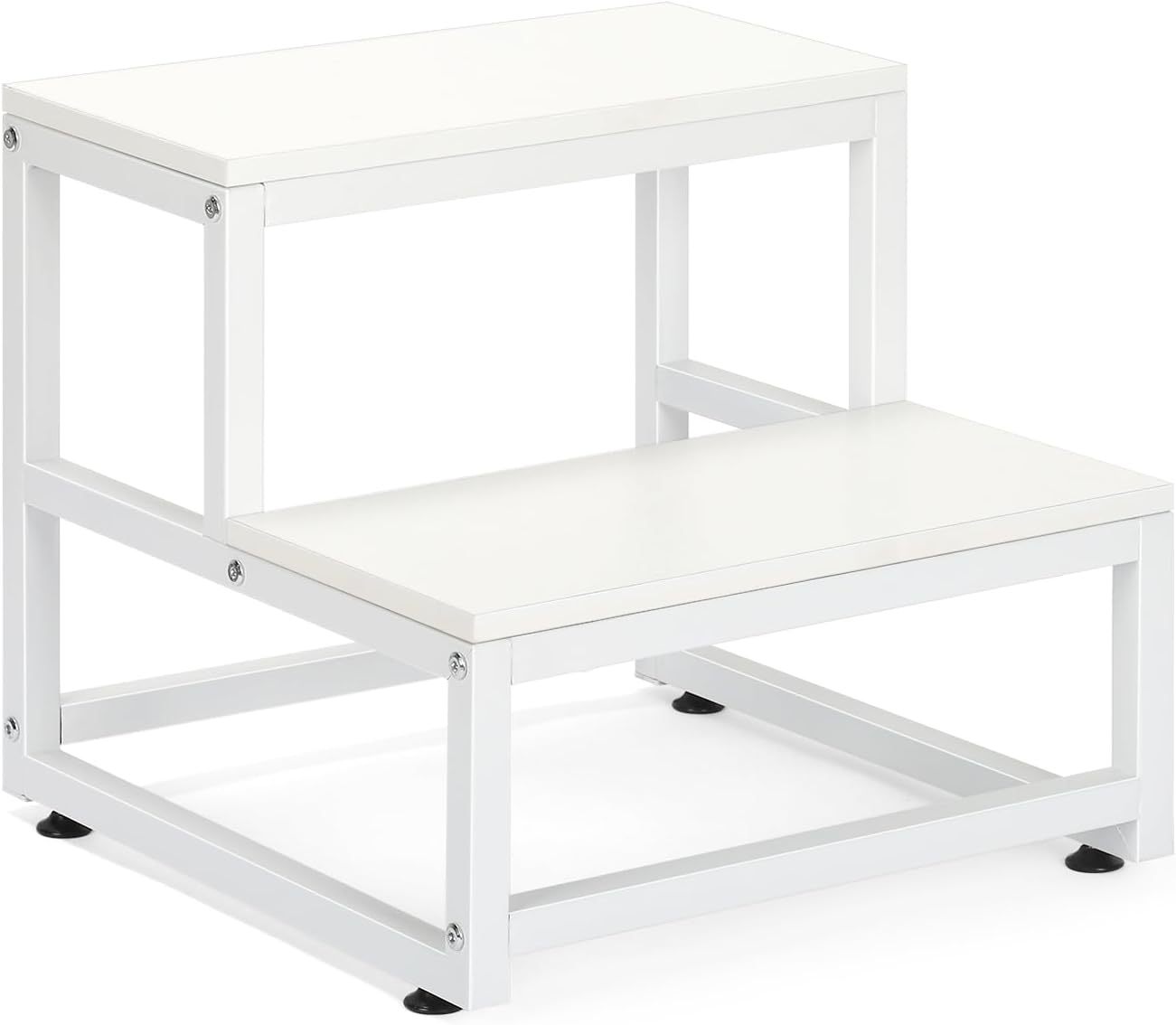 Tablero blanco + taburete de dos escalones de tubo cuadrado blanco