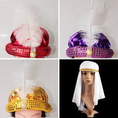 Halloween props cosplay Arab hat Super Mario hat Jasmine princess hair tie Middle East Dubai headscarf chiffon