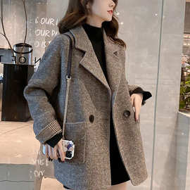 韩版爆新款西装外套女2025秋冬英伦风毛呢加厚宽松休闲小西服上衣