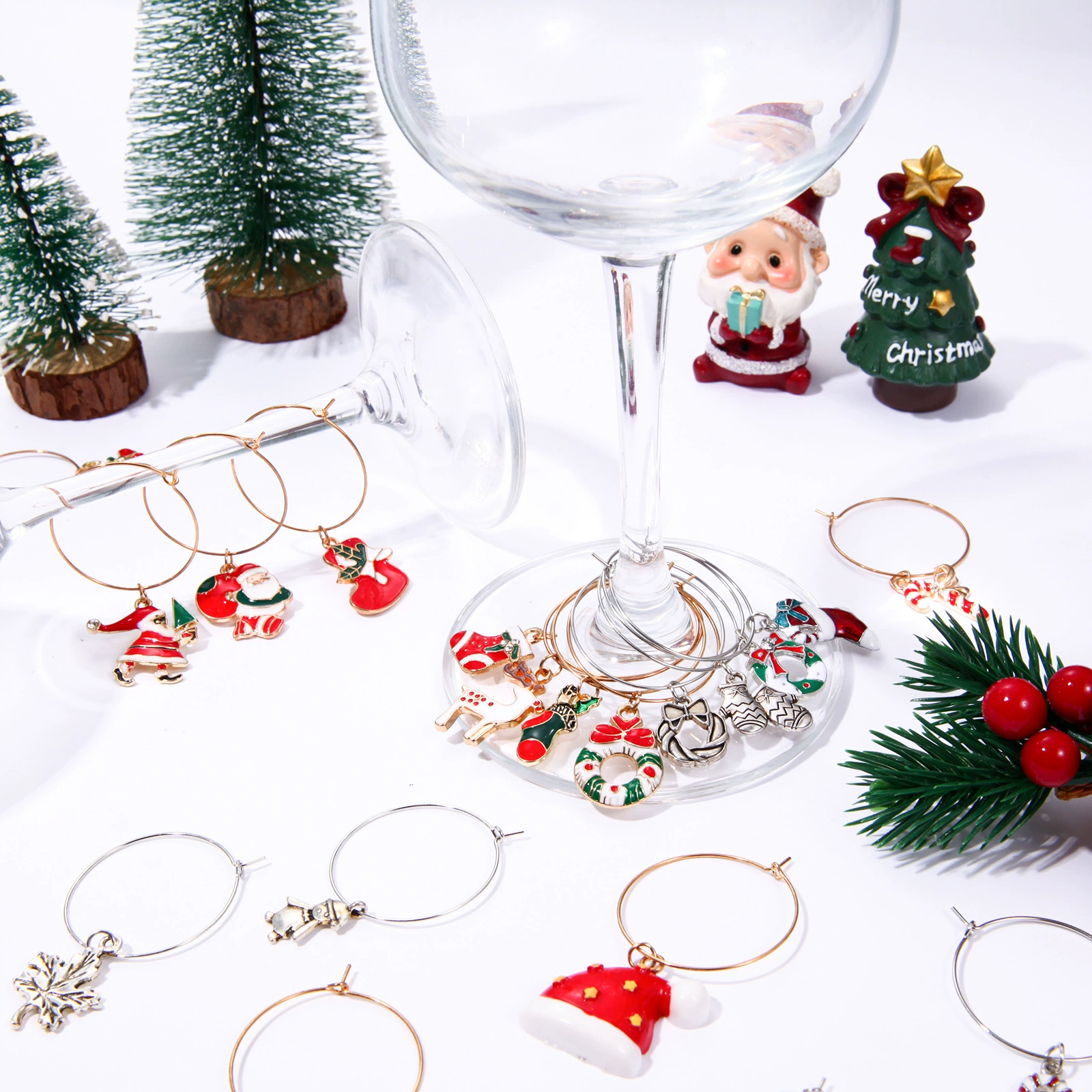 Маркер для бокала для вина, украшение для бокала для красного вина, кулон для вечеринки, идентификатор бокала, рождественский кулон «сделай сам»