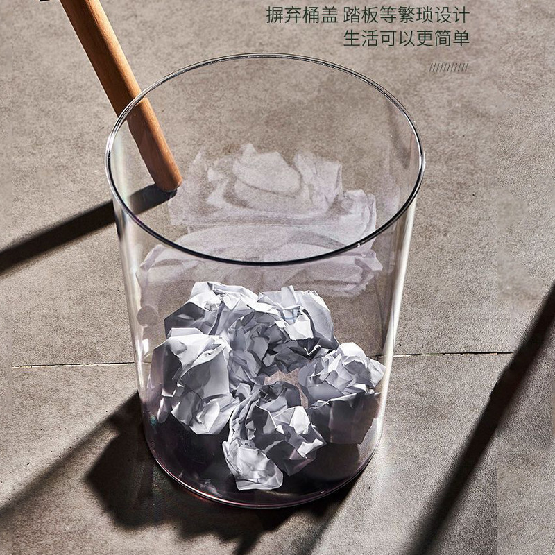 Trash Bin Office Light Luxury Transparent Garbage Paper Basket Multifunctional Wine Barrel Flower Barrel Garbage Waste Paper Storage Barrel