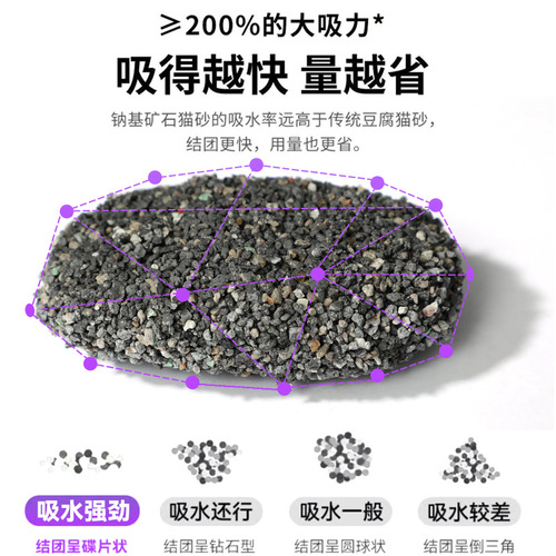 New natural sodium-based ore cat litter deodorizing bentonite mineral sand dust-free activated carbon water-absorbing clumping hammer cat litter