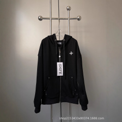 高品质SMFK十字花经典拉链连帽衫卫衣女宽松运动休闲外套