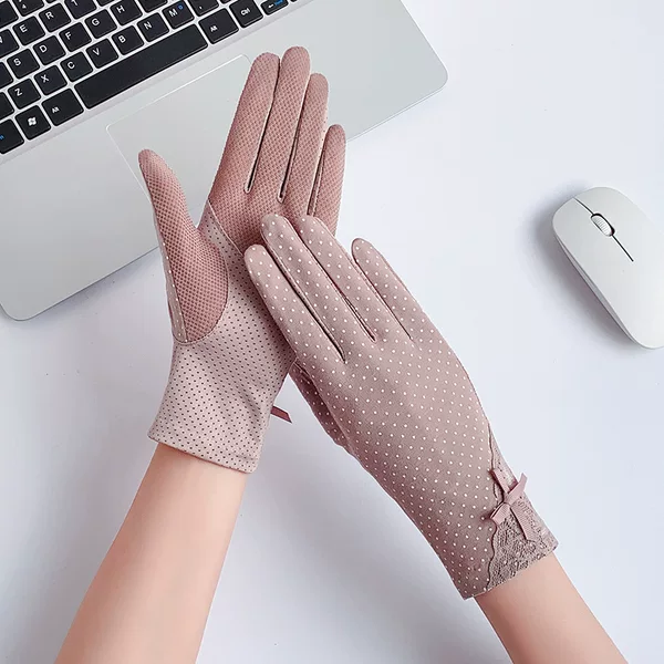 Summer Gloves for Women, Thin Sun Protection, Uv Protection, Driving, Non-Slip, Breathable Touch Screen Cotton Gloves, Short Spring and Autum