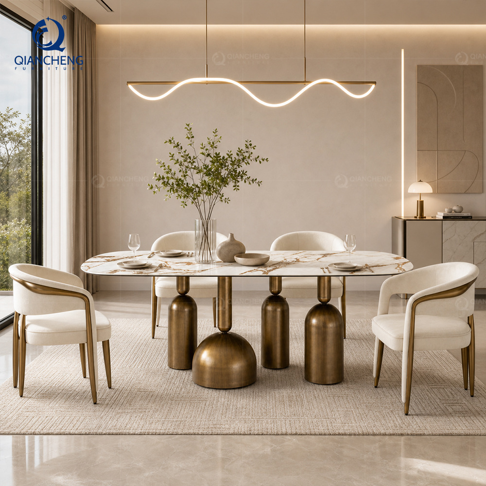 Mesa de Comedor Rectangular 220 cm de Placa de Roca para Restaurante