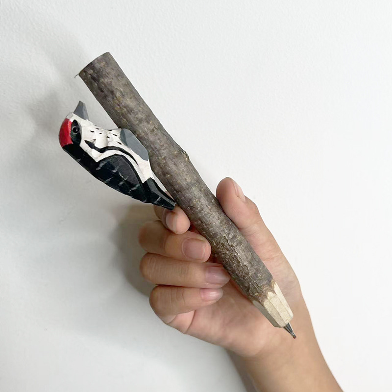 Qingmufan creativo talla de madera animal pluma artesanía regalo pluma de gel pluma talla de madera pluma de publicidad regalo