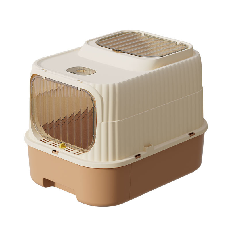 Baño de arena para gatos totalmente cerrado tipo extra-gran tipo cajón inodoro para gatos a prueba de olor con banda de prevención de exteriores para mascotas al por mayor image 5