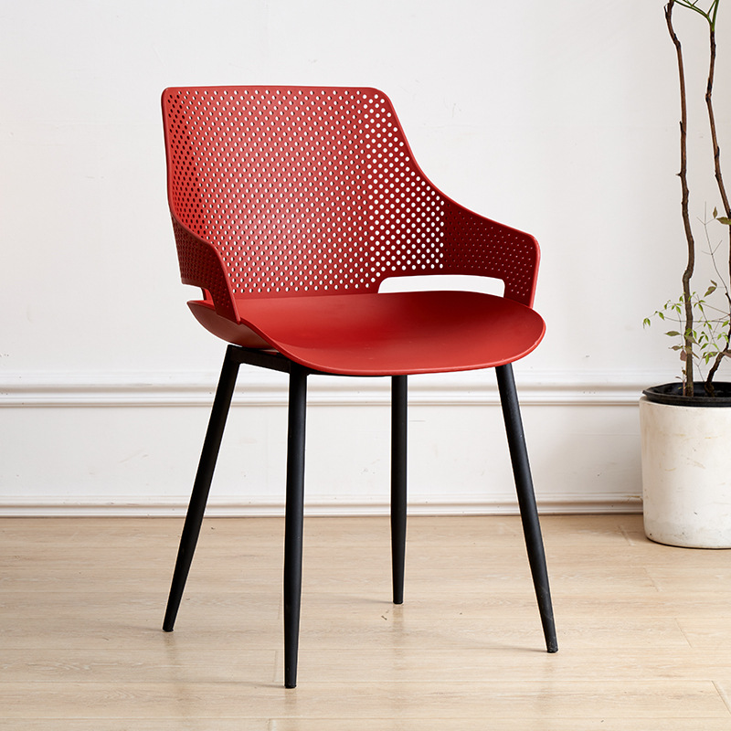 Fuente silla de plástico grueso hogar hierro forjado respaldo de plástico silla de comedor dormitorio tocador silla hueco negociación