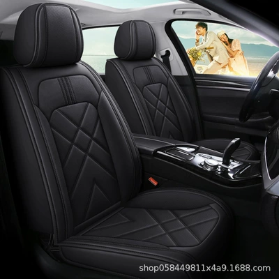 Foreign Trade Cross-border International Station Seat Cushion Pineapple Color Full Leather Universal Five-seat Car Seat (Universal seat cover) - black-standard-version
