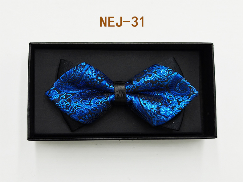 Pajarita negra de color sólido para hombre Boda británica Boda novio padrino traje camisa arco caja de regalo embalaje