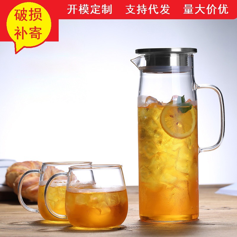 Fabricantes de lotes de vidrio borosilicato de alta botella de agua fría varias especificaciones del hogar olla de jugo de acero inoxidable cubierta recta botella de agua fría