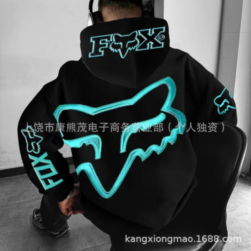 2025秋季新款 爆款热销FOX狐狸跨境潮牌连帽卫衣男女秋冬款连帽衫|undefined