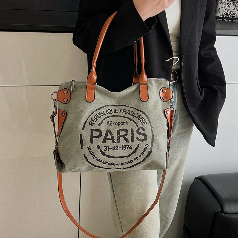 New Versatile Women's Fashion Handbag Trendy Letter Tote Large Capacity Shoulder Crossbody Canvas Bag New Versatile Women's Fashion Handbag Trendy Letter Tote Large Capacity Shoulder Crossbody Canvas Bag