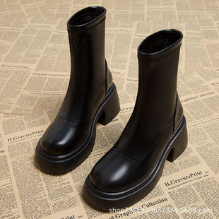 British Style Martin Boots for Women, New Autumn and Winter Thick-Soled Height-Increasing Slim Boots, Versatile and Comfortable Short Boots, Chimney Boots, Hot-Selling Items